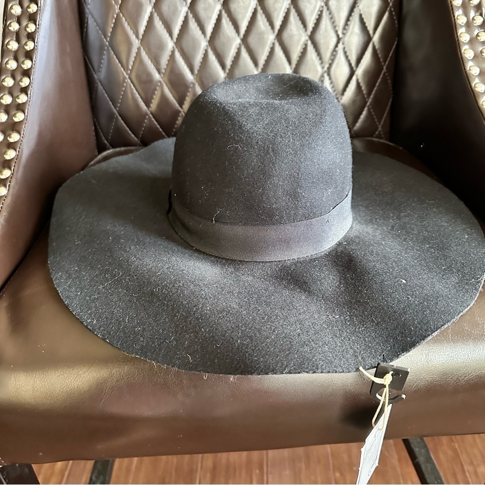 H&M black wide brim wool blend floppy hat Brand New winter fall new with tags